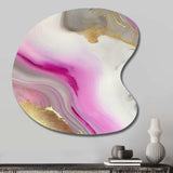 Pink And Gold Marble Abstract II - Asymmetric Metal Wall Art