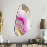 Pink And Gold Marble Abstract II - Asymmetric Metal Wall Art