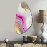 Pink And Gold Marble Abstract II - Asymmetric Metal Wall Art