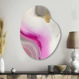 Pink And Gold Marble Abstract II - Asymmetric Metal Wall Art