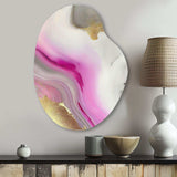 Pink And Gold Marble Abstract II - Asymmetric Metal Wall Art