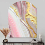 Pink And Gold Marble Abstract III - Asymmetric Metal Wall Art