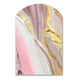 Pink And Gold Marble Abstract III - Asymmetric Metal Wall Art