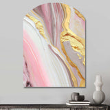 Pink And Gold Marble Abstract III - Asymmetric Metal Wall Art