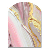 Pink And Gold Marble Abstract III - Asymmetric Metal Wall Art