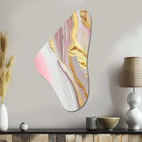 Pink And Gold Marble Abstract III - Asymmetric Metal Wall Art