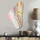 Pink And Gold Marble Abstract III - Asymmetric Metal Wall Art