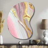 Pink And Gold Marble Abstract III - Asymmetric Metal Wall Art