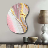 Pink And Gold Marble Abstract III - Asymmetric Metal Wall Art