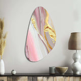 Pink And Gold Marble Abstract III - Asymmetric Metal Wall Art