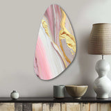 Pink And Gold Marble Abstract III - Asymmetric Metal Wall Art