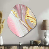 Pink And Gold Marble Abstract III - Asymmetric Metal Wall Art