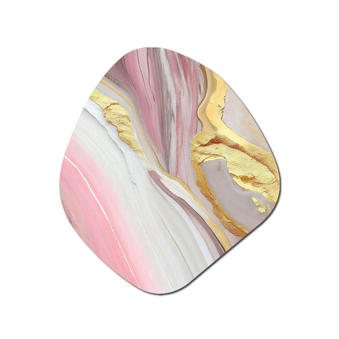 Pink And Gold Marble Abstract III - Asymmetric Metal Wall Art