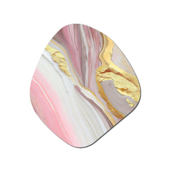 Pink And Gold Marble Abstract III - Asymmetric Metal Wall Art