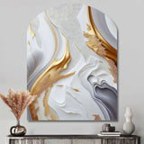 White And Gold Marble Abstract I - Asymmetric Metal Wall Art