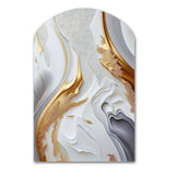 White And Gold Marble Abstract I - Asymmetric Metal Wall Art