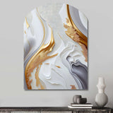 White And Gold Marble Abstract I - Asymmetric Metal Wall Art