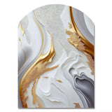 White And Gold Marble Abstract I - Asymmetric Metal Wall Art