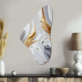 White And Gold Marble Abstract I - Asymmetric Metal Wall Art