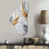 White And Gold Marble Abstract I - Asymmetric Metal Wall Art