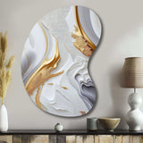 White And Gold Marble Abstract I - Asymmetric Metal Wall Art