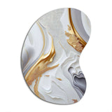 White And Gold Marble Abstract I - Asymmetric Metal Wall Art