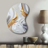 White And Gold Marble Abstract I - Asymmetric Metal Wall Art