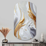 White And Gold Marble Abstract I - Asymmetric Metal Wall Art