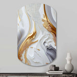 White And Gold Marble Abstract I - Asymmetric Metal Wall Art