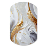 White And Gold Marble Abstract I - Asymmetric Metal Wall Art