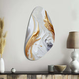 White And Gold Marble Abstract I - Asymmetric Metal Wall Art