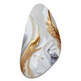 White And Gold Marble Abstract I - Asymmetric Metal Wall Art