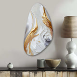 White And Gold Marble Abstract I - Asymmetric Metal Wall Art