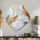 White And Gold Marble Abstract I - Asymmetric Metal Wall Art