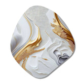 White And Gold Marble Abstract I - Asymmetric Metal Wall Art