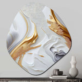 White And Gold Marble Abstract I - Asymmetric Metal Wall Art