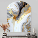 White And Gold Marble Abstract II - Asymmetric Metal Wall Art