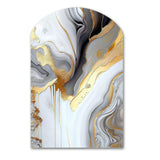 White And Gold Marble Abstract II - Asymmetric Metal Wall Art