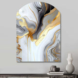 White And Gold Marble Abstract II - Asymmetric Metal Wall Art