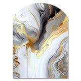 White And Gold Marble Abstract II - Asymmetric Metal Wall Art