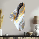 White And Gold Marble Abstract II - Asymmetric Metal Wall Art