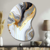 White And Gold Marble Abstract II - Asymmetric Metal Wall Art