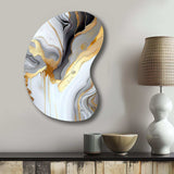 White And Gold Marble Abstract II - Asymmetric Metal Wall Art