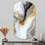 White And Gold Marble Abstract II - Asymmetric Metal Wall Art