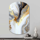 White And Gold Marble Abstract II - Asymmetric Metal Wall Art