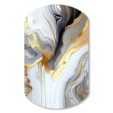 White And Gold Marble Abstract II - Asymmetric Metal Wall Art