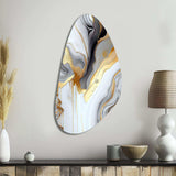 White And Gold Marble Abstract II - Asymmetric Metal Wall Art