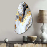 White And Gold Marble Abstract II - Asymmetric Metal Wall Art