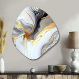 White And Gold Marble Abstract II - Asymmetric Metal Wall Art