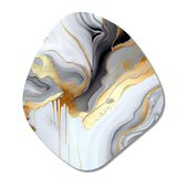 White And Gold Marble Abstract II - Asymmetric Metal Wall Art